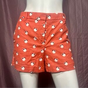 Ann Taylor Devin Fit City Shorts Size 6 Juicy Orange Peach Print Cotton NWOT